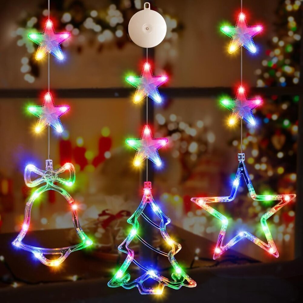 3Pcs Christmas Window Lights Decorations with Timer, Battery Powered Christmas W